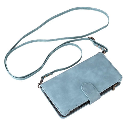 For iPhone 16 Plus Case Zipper Pocket PU Leather Wallet Phone Stand Cover with Strap