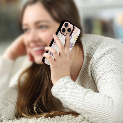 For iPhone 16 Pro Case Flower Leather+TPU RFID Blocking Card Slots Phone Cover