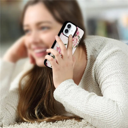 For iPhone 16 Plus Card Slots Case Flower Leather+TPU Phone Cover RFID Blocking