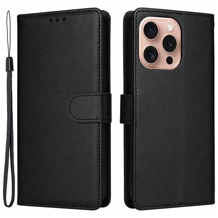 For iPhone 16 Pro Wallet Case 3 Card Slots Slim-Fit PU Leather Stand Phone Cover