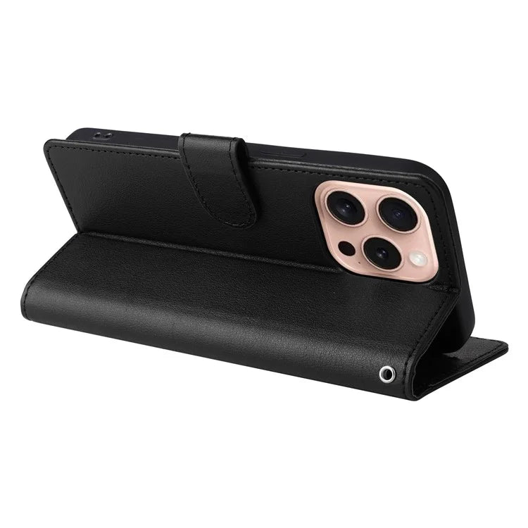 For iPhone 16 Pro Wallet Case 3 Card Slots Slim-Fit PU Leather Stand Phone Cover