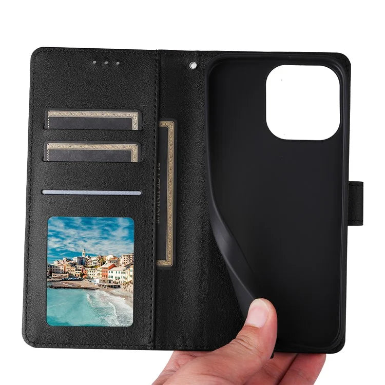 For iPhone 16 Pro Wallet Case 3 Card Slots Slim-Fit PU Leather Stand Phone Cover