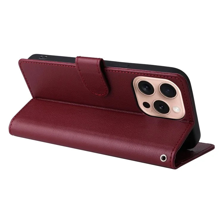 For iPhone 16 Pro Wallet Case 3 Card Slots Slim-Fit PU Leather Stand Phone Cover