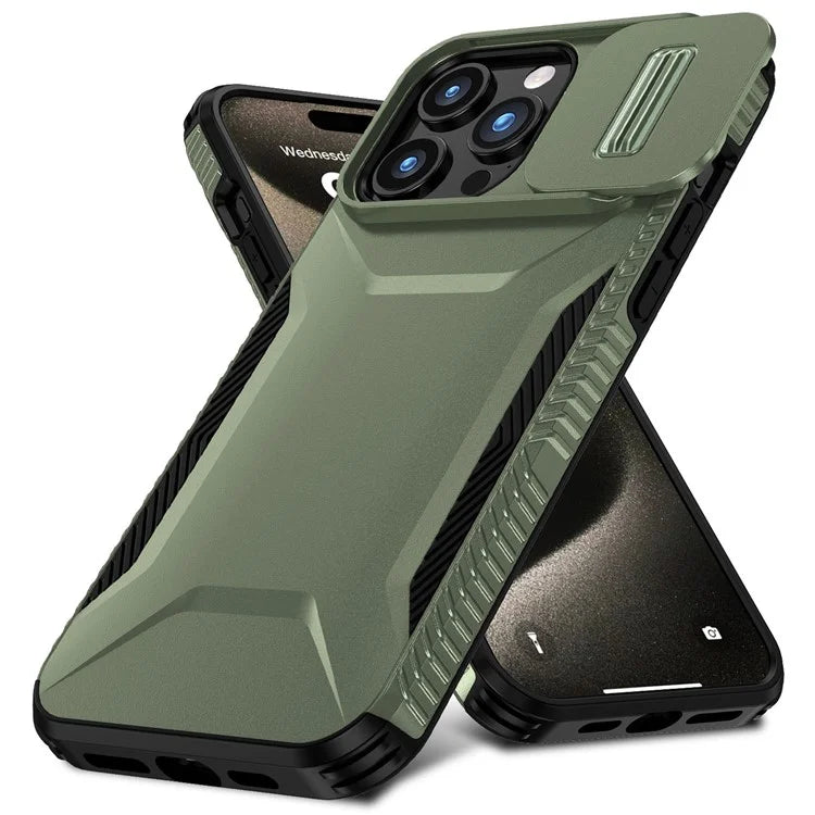 For iPhone 15 Pro Max Case Slide Camera Protection TPU+PC Non-Slip Protective Cover