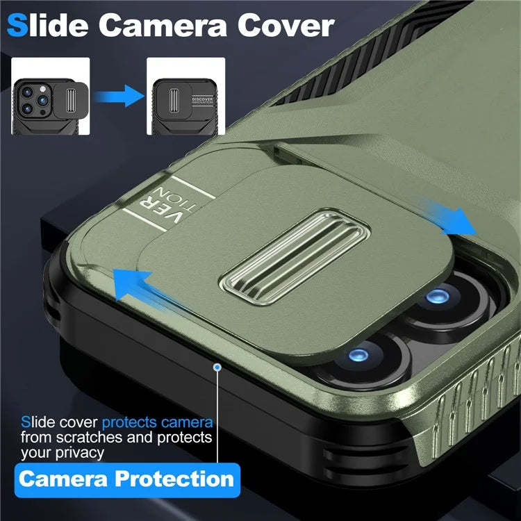 For iPhone 15 Pro Max Case Slide Camera Protection TPU+PC Non-Slip Protective Cover