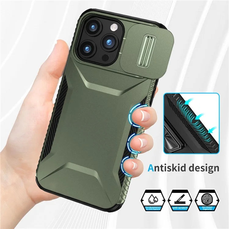 For iPhone 15 Pro Max Case Slide Camera Protection TPU+PC Non-Slip Protective Cover