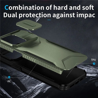 For iPhone 15 Pro Max Case Slide Camera Protection TPU+PC Non-Slip Protective Cover