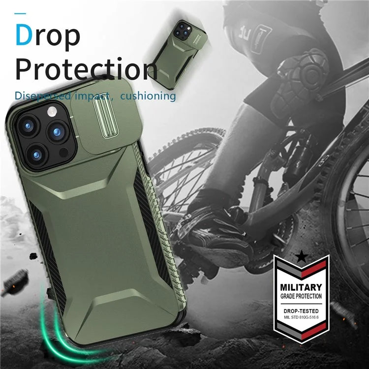 For iPhone 15 Pro Max Case Slide Camera Protection TPU+PC Non-Slip Protective Cover