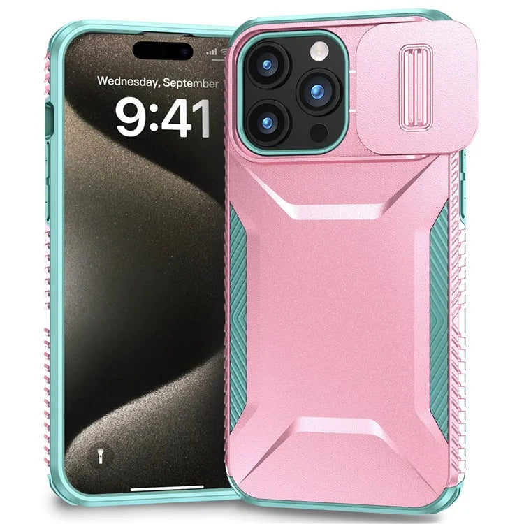 For iPhone 15 Pro Max Case Slide Camera Protection TPU+PC Non-Slip Protective Cover