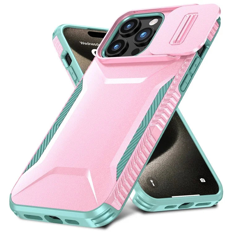 For iPhone 15 Pro Max Case Slide Camera Protection TPU+PC Non-Slip Protective Cover