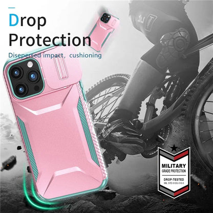For iPhone 15 Pro Max Case Slide Camera Protection TPU+PC Non-Slip Protective Cover