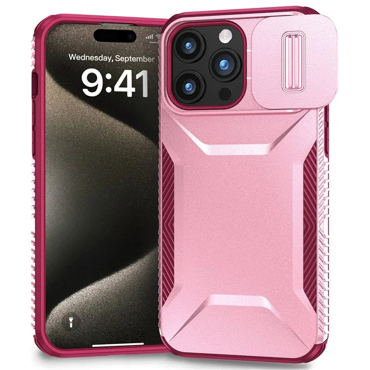 For iPhone 15 Pro Max Case Slide Camera Protection TPU+PC Non-Slip Protective Cover