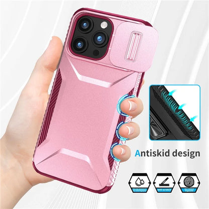 For iPhone 15 Pro Max Case Slide Camera Protection TPU+PC Non-Slip Protective Cover
