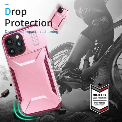 For iPhone 15 Pro Max Case Slide Camera Protection TPU+PC Non-Slip Protective Cover