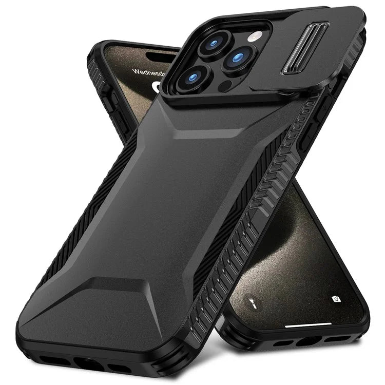 For iPhone 15 Pro Max Case Slide Camera Protection TPU+PC Non-Slip Protective Cover