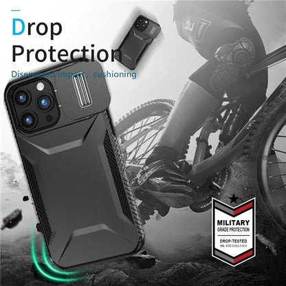 For iPhone 15 Pro Max Case Slide Camera Protection TPU+PC Non-Slip Protective Cover