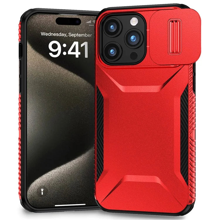 For iPhone 15 Pro Max Case Slide Camera Protection TPU+PC Non-Slip Protective Cover