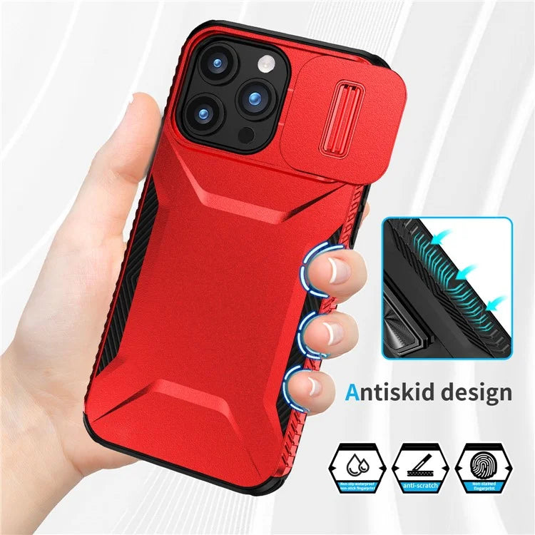 For iPhone 15 Pro Max Case Slide Camera Protection TPU+PC Non-Slip Protective Cover