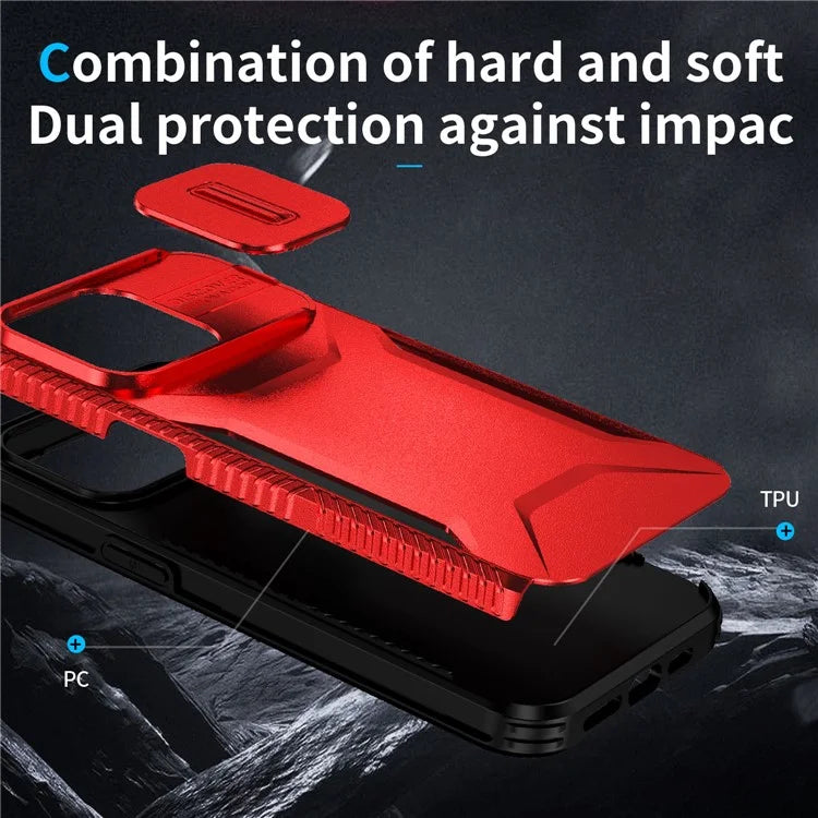 For iPhone 15 Pro Max Case Slide Camera Protection TPU+PC Non-Slip Protective Cover