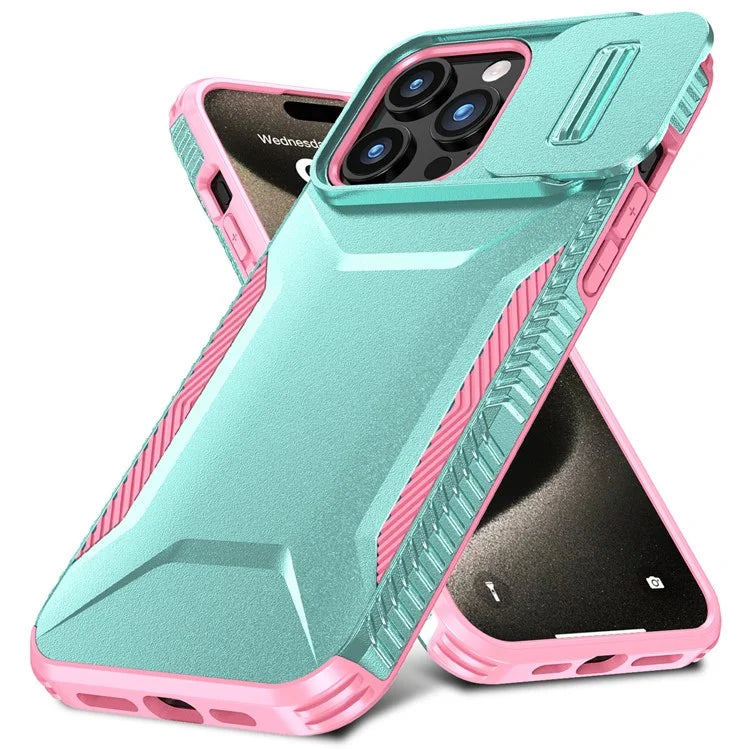 For iPhone 15 Pro Max Case Slide Camera Protection TPU+PC Non-Slip Protective Cover