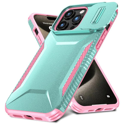 For iPhone 15 Pro Max Case Slide Camera Protection TPU+PC Non-Slip Protective Cover