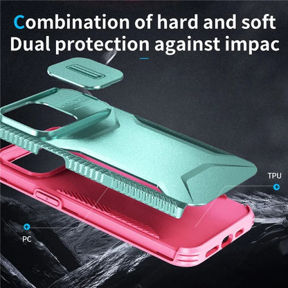 For iPhone 15 Pro Max Case Slide Camera Protection TPU+PC Non-Slip Protective Cover