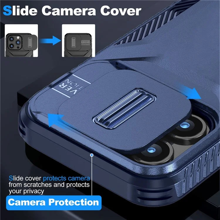 For iPhone 15 Pro Max Case Slide Camera Protection TPU+PC Non-Slip Protective Cover