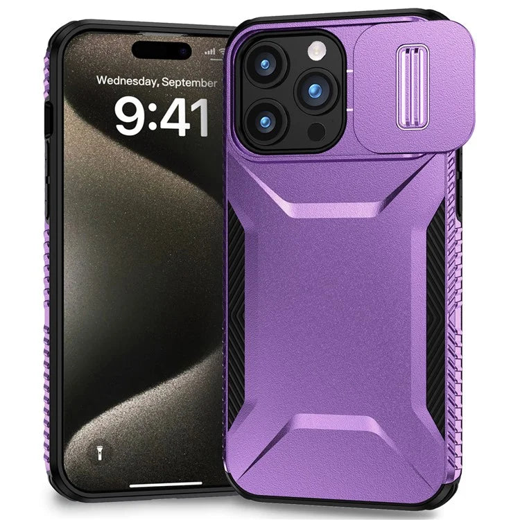 For iPhone 15 Pro Max Case Slide Camera Protection TPU+PC Non-Slip Protective Cover