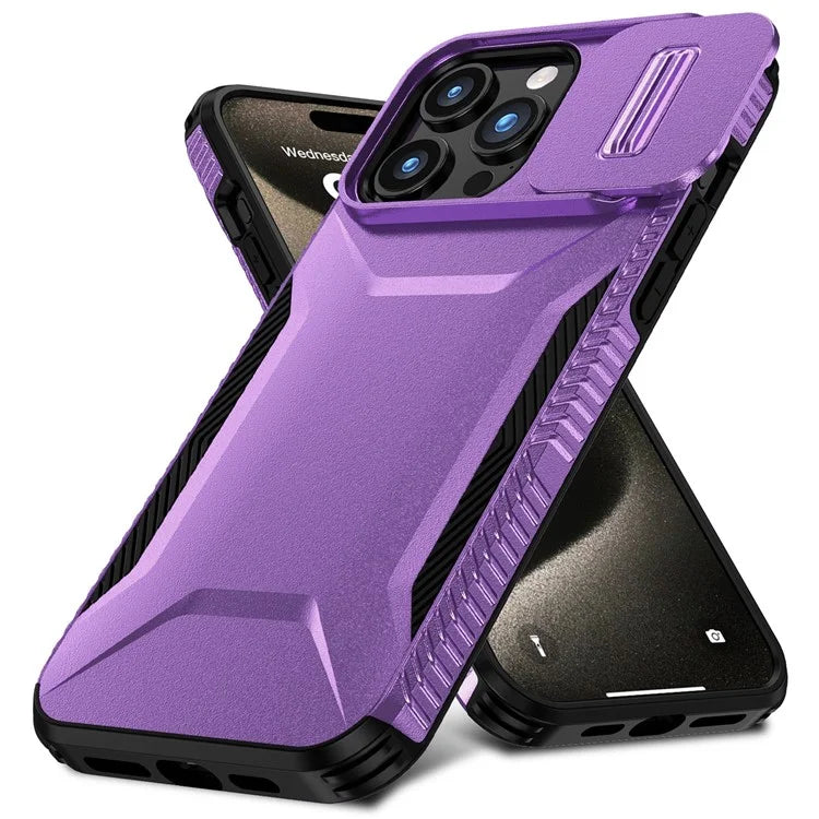 For iPhone 15 Pro Max Case Slide Camera Protection TPU+PC Non-Slip Protective Cover