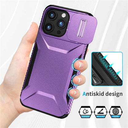 For iPhone 15 Pro Max Case Slide Camera Protection TPU+PC Non-Slip Protective Cover