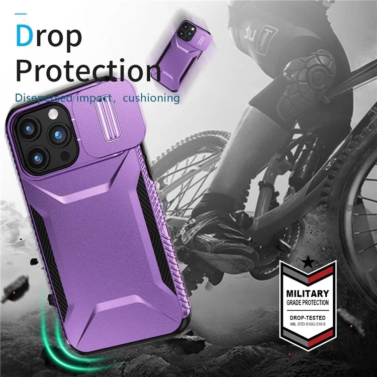 For iPhone 15 Pro Max Case Slide Camera Protection TPU+PC Non-Slip Protective Cover