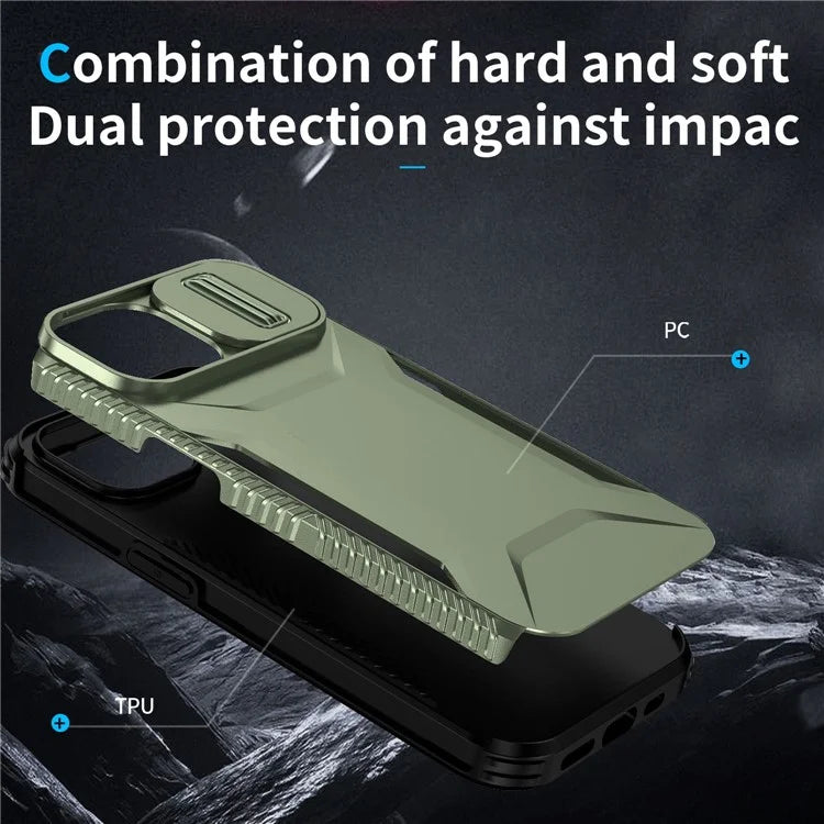 For iPhone 14 Plus / 15 Plus Case Camshield TPU+PC Phone Cover Shockproof Dustproof