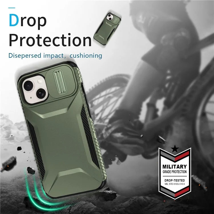 For iPhone 14 Plus / 15 Plus Case Camshield TPU+PC Phone Cover Shockproof Dustproof