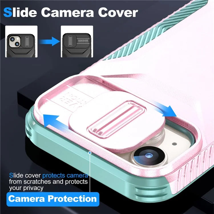 For iPhone 14 Plus / 15 Plus Case Camshield TPU+PC Phone Cover Shockproof Dustproof