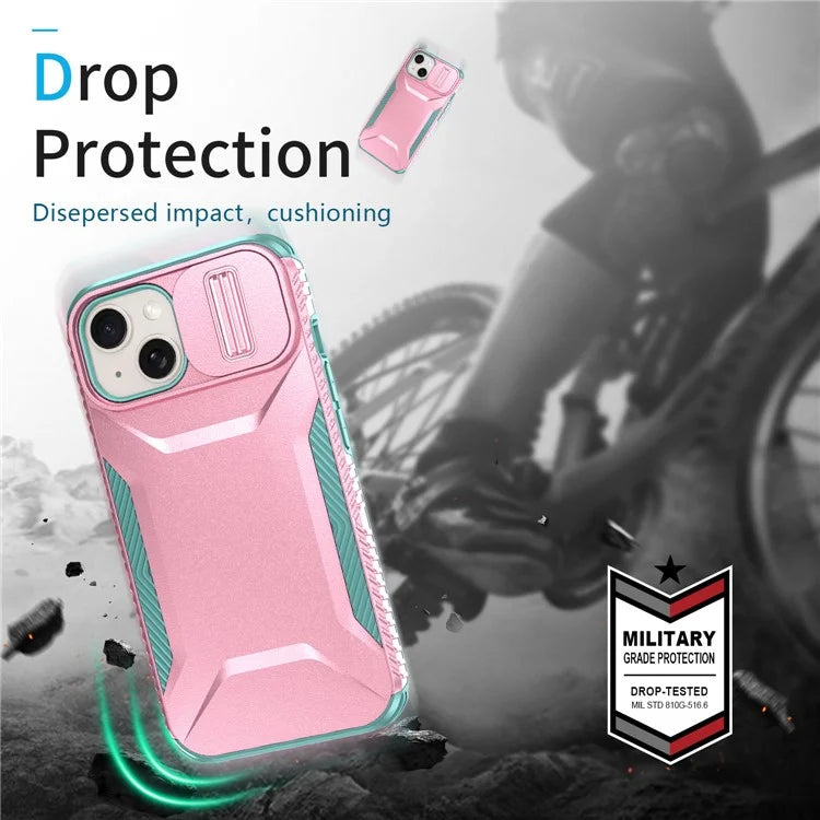 For iPhone 14 Plus / 15 Plus Case Camshield TPU+PC Phone Cover Shockproof Dustproof