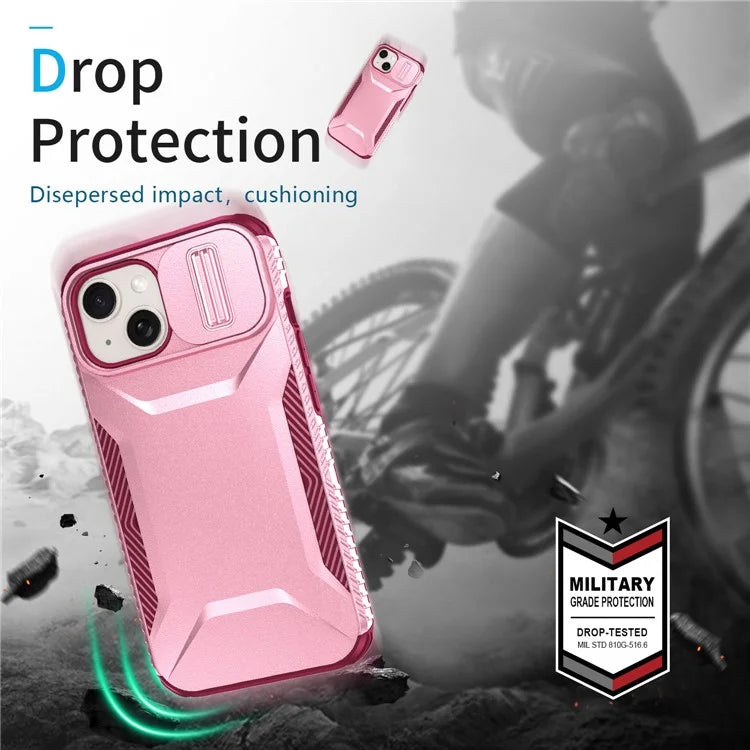 For iPhone 14 Plus / 15 Plus Case Camshield TPU+PC Phone Cover Shockproof Dustproof