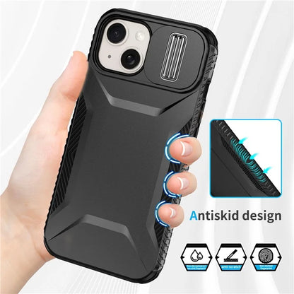 For iPhone 14 Plus / 15 Plus Case Camshield TPU+PC Phone Cover Shockproof Dustproof