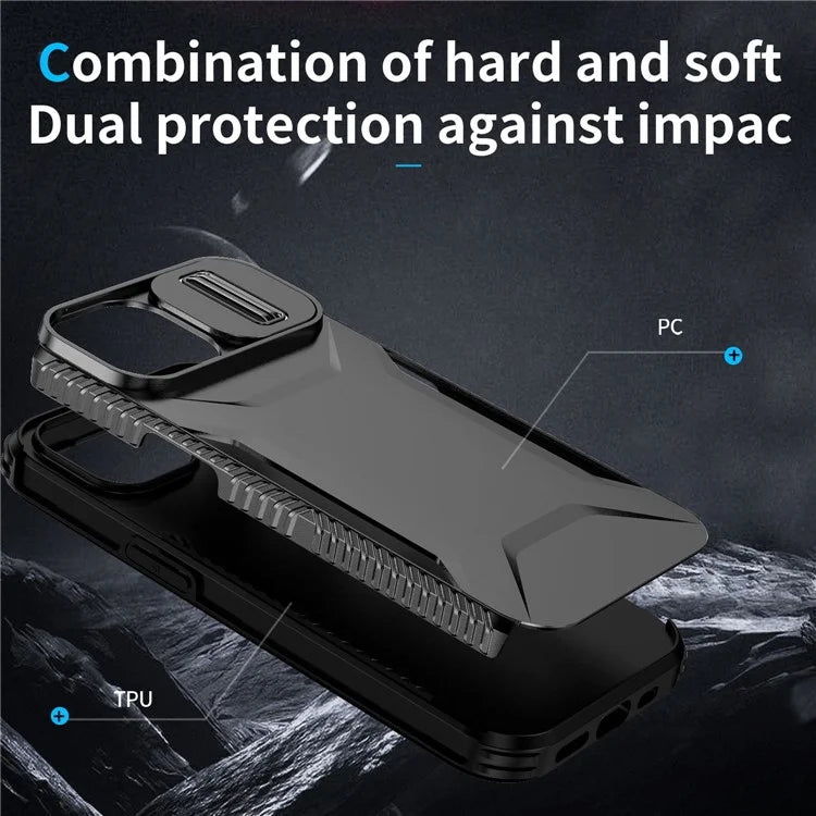 For iPhone 14 Plus / 15 Plus Case Camshield TPU+PC Phone Cover Shockproof Dustproof
