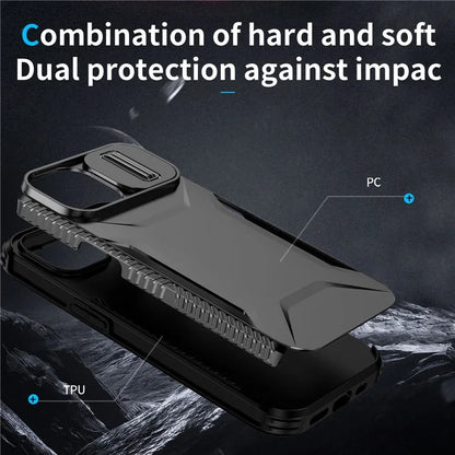 For iPhone 14 Plus / 15 Plus Case Camshield TPU+PC Phone Cover Shockproof Dustproof