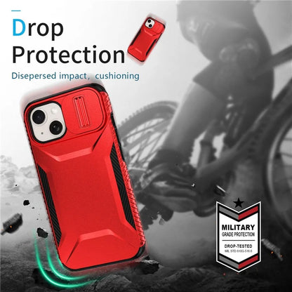 For iPhone 14 Plus / 15 Plus Case Camshield TPU+PC Phone Cover Shockproof Dustproof