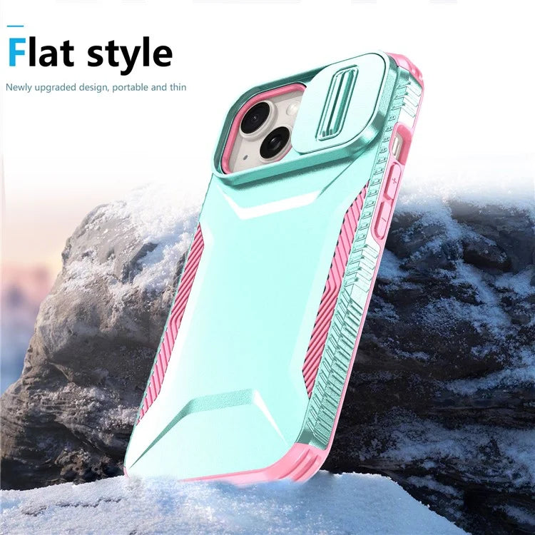 For iPhone 14 Plus / 15 Plus Case Camshield TPU+PC Phone Cover Shockproof Dustproof