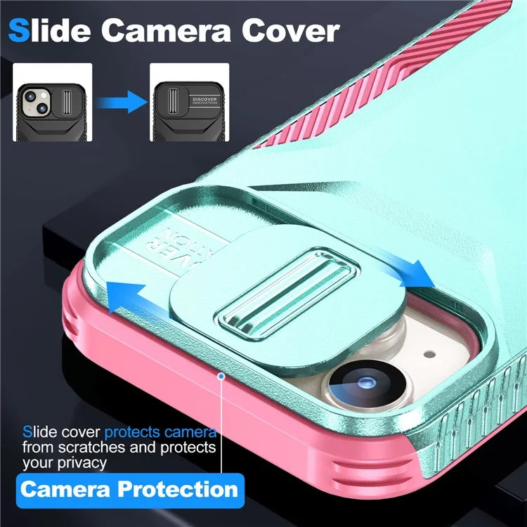 For iPhone 14 Plus / 15 Plus Case Camshield TPU+PC Phone Cover Shockproof Dustproof