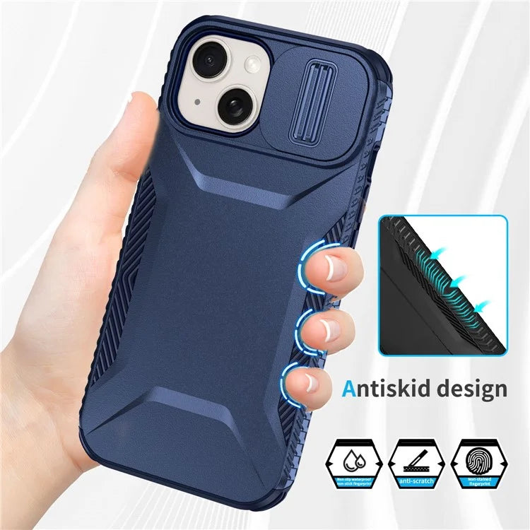 For iPhone 14 Plus / 15 Plus Case Camshield TPU+PC Phone Cover Shockproof Dustproof