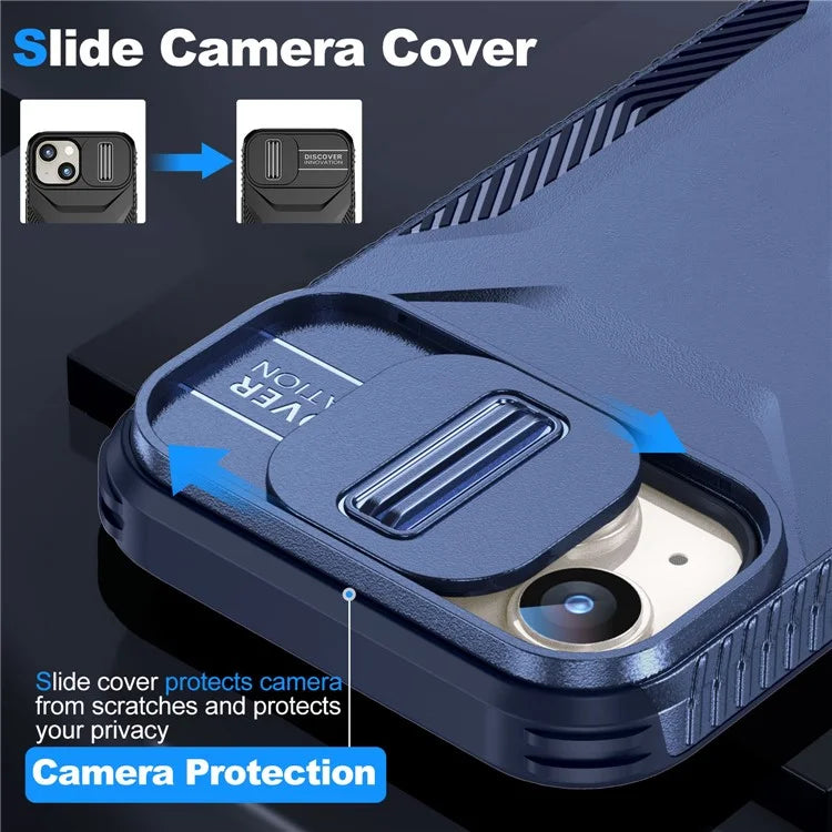 For iPhone 14 Plus / 15 Plus Case Camshield TPU+PC Phone Cover Shockproof Dustproof