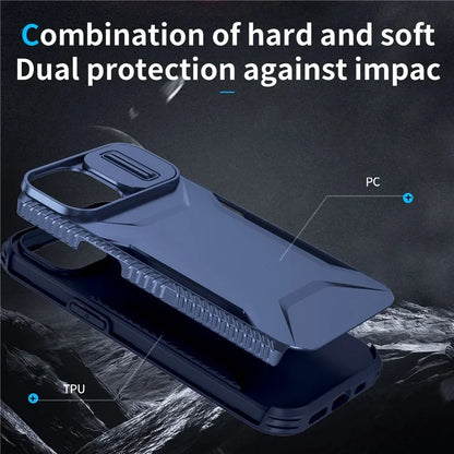 For iPhone 14 Plus / 15 Plus Case Camshield TPU+PC Phone Cover Shockproof Dustproof