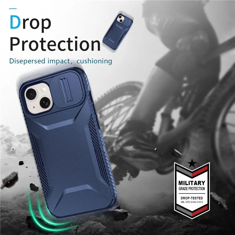 For iPhone 14 Plus / 15 Plus Case Camshield TPU+PC Phone Cover Shockproof Dustproof