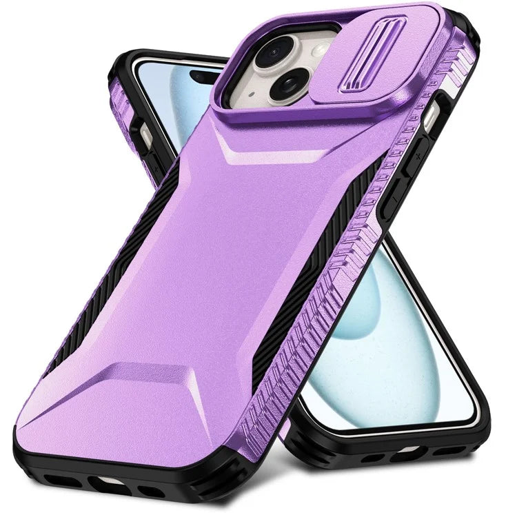 For iPhone 14 Plus / 15 Plus Case Camshield TPU+PC Phone Cover Shockproof Dustproof