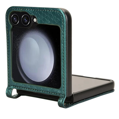 For Samsung Galaxy Z Flip6 5G Phone Case with Card Holder Imprinted Dot Pattern Leather Phone Cover