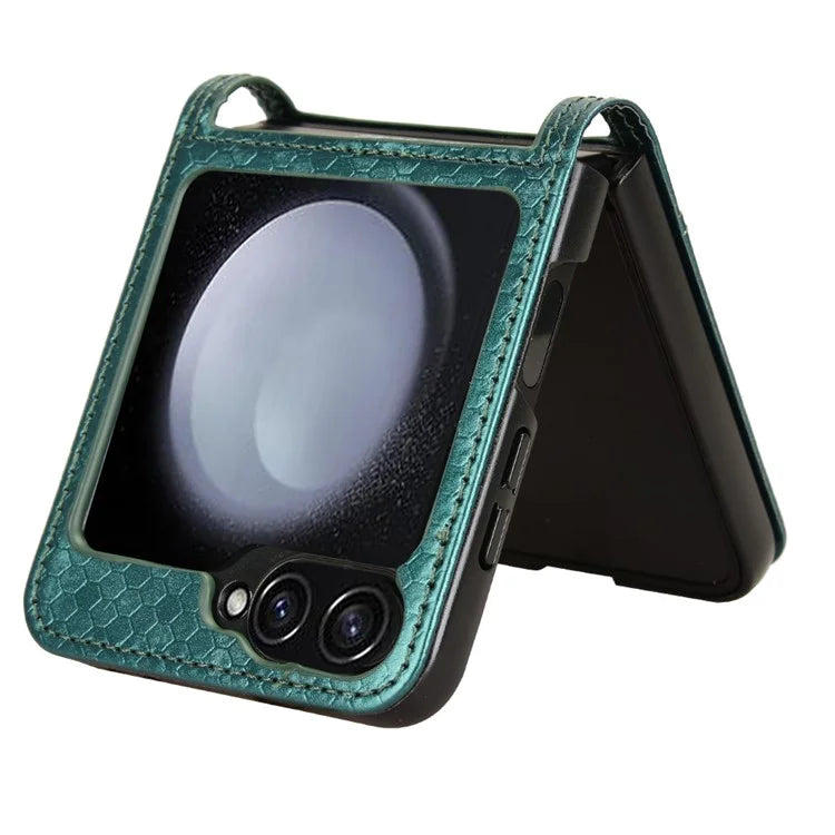 For Samsung Galaxy Z Flip6 5G Phone Case with Card Holder Imprinted Dot Pattern Leather Phone Cover