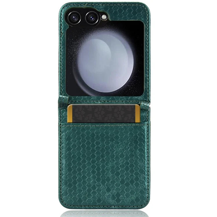 For Samsung Galaxy Z Flip6 5G Phone Case with Card Holder Imprinted Dot Pattern Leather Phone Cover